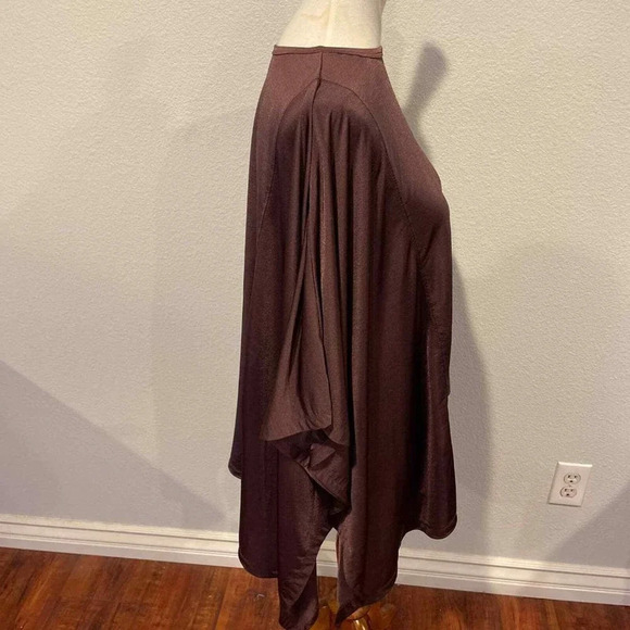 Roamans Womens asymmetrical Tunic Top Sz 14/16 Brown Stretch Slinky - Picture 4 of 6